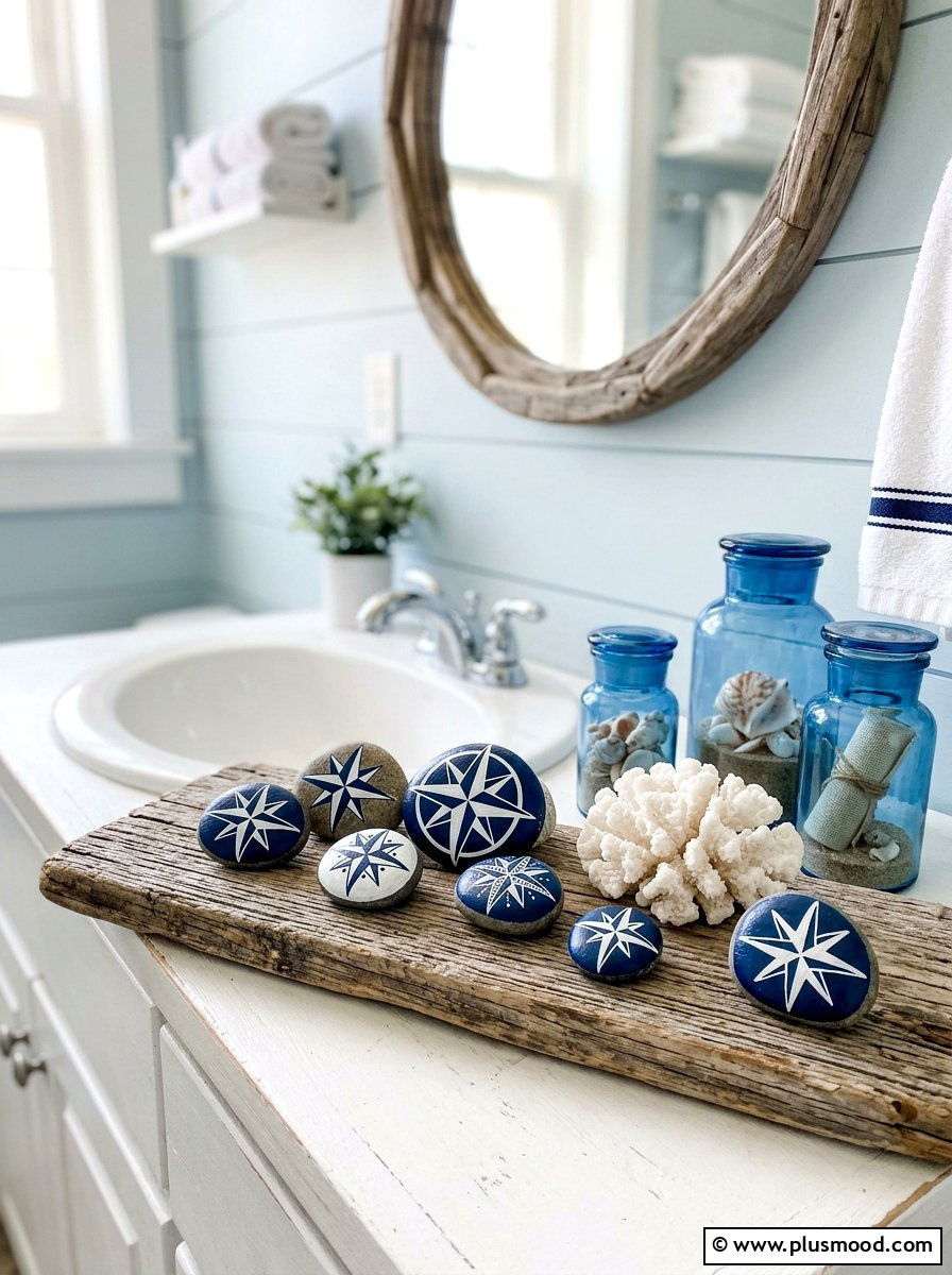 Nautical Star Painted Rocks - 25 painted rock ideas with stars