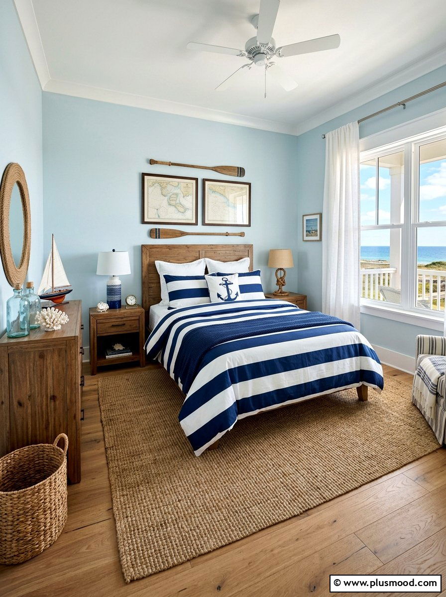 Nautical Stripe Bedding - 25 cool summer bedroom ideas