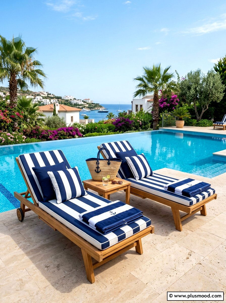 Nautical Stripe Pool Decor - 25 summer pool party decor ideas