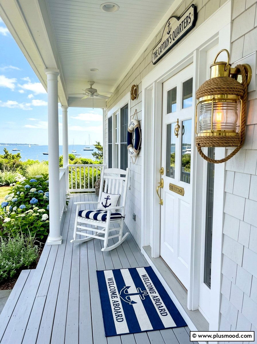 Nautical Stripe Porch Mat - 25 summer front porch mat ideas