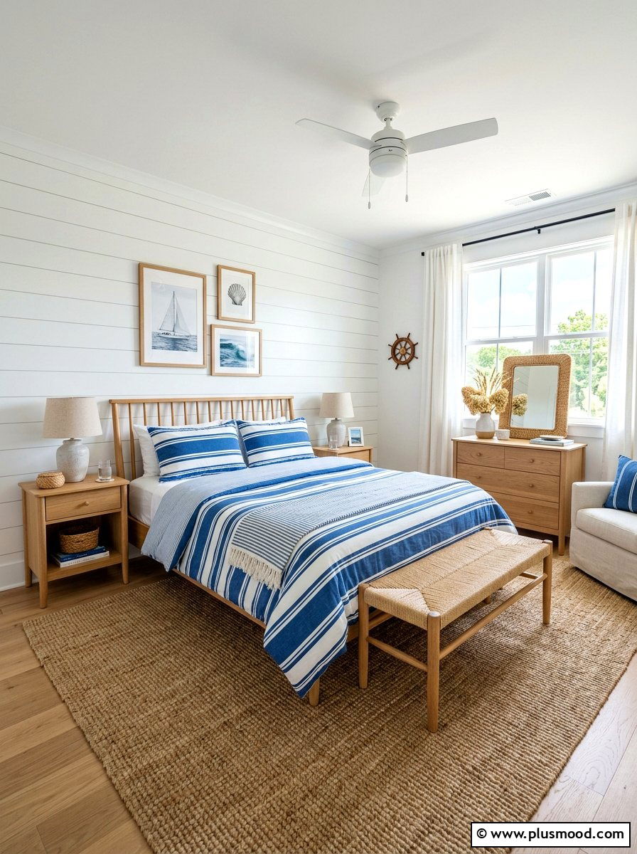 Nautical Stripe Summer Bedroom - 25 summer bedroom makeover ideas