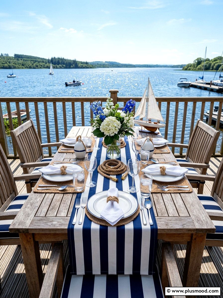 Nautical Stripe Table - 25 summer brunch table ideas