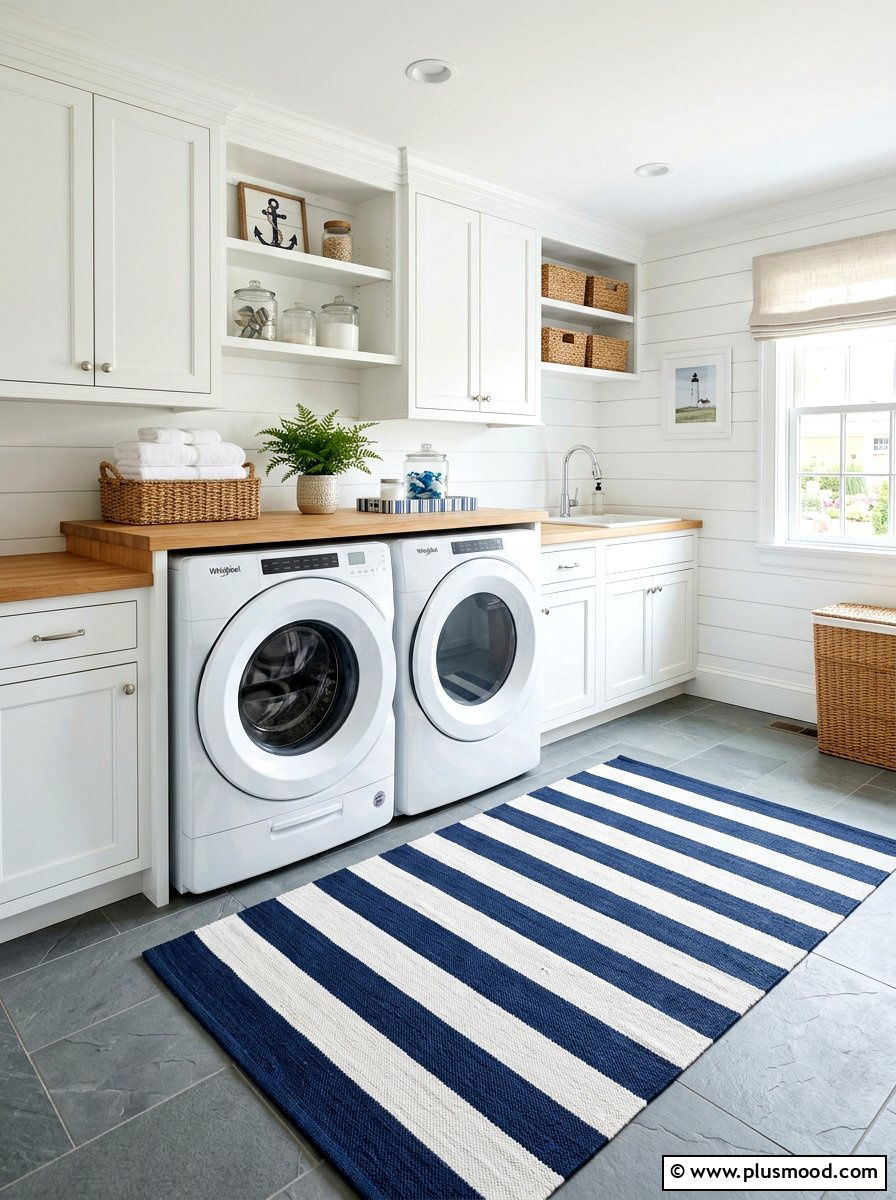 Nautical Striped Rug - 25 easy summer home decor ideas