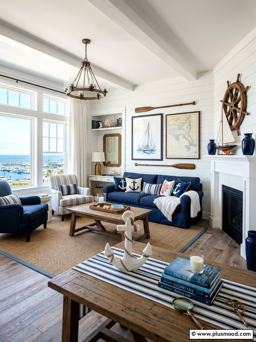 Nautical Summer Centerpiece - 25 summer centerpiece ideas for living room