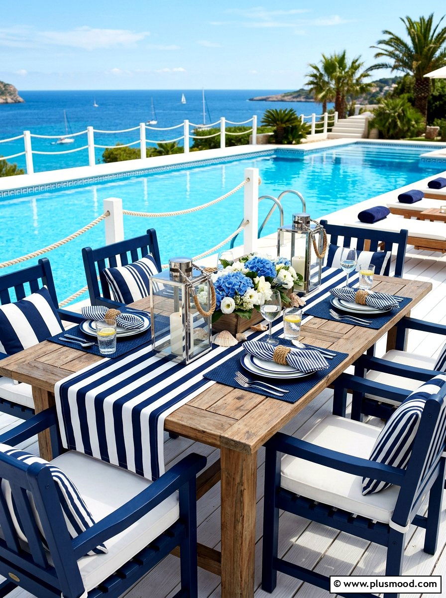 Nautical Terrace Table - 25 summer tablescape ideas for outdoor dining