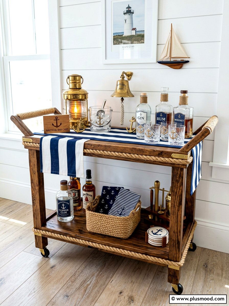 Nautical Theme Bar Cart - 25 summer bar cart styling ideas for summer