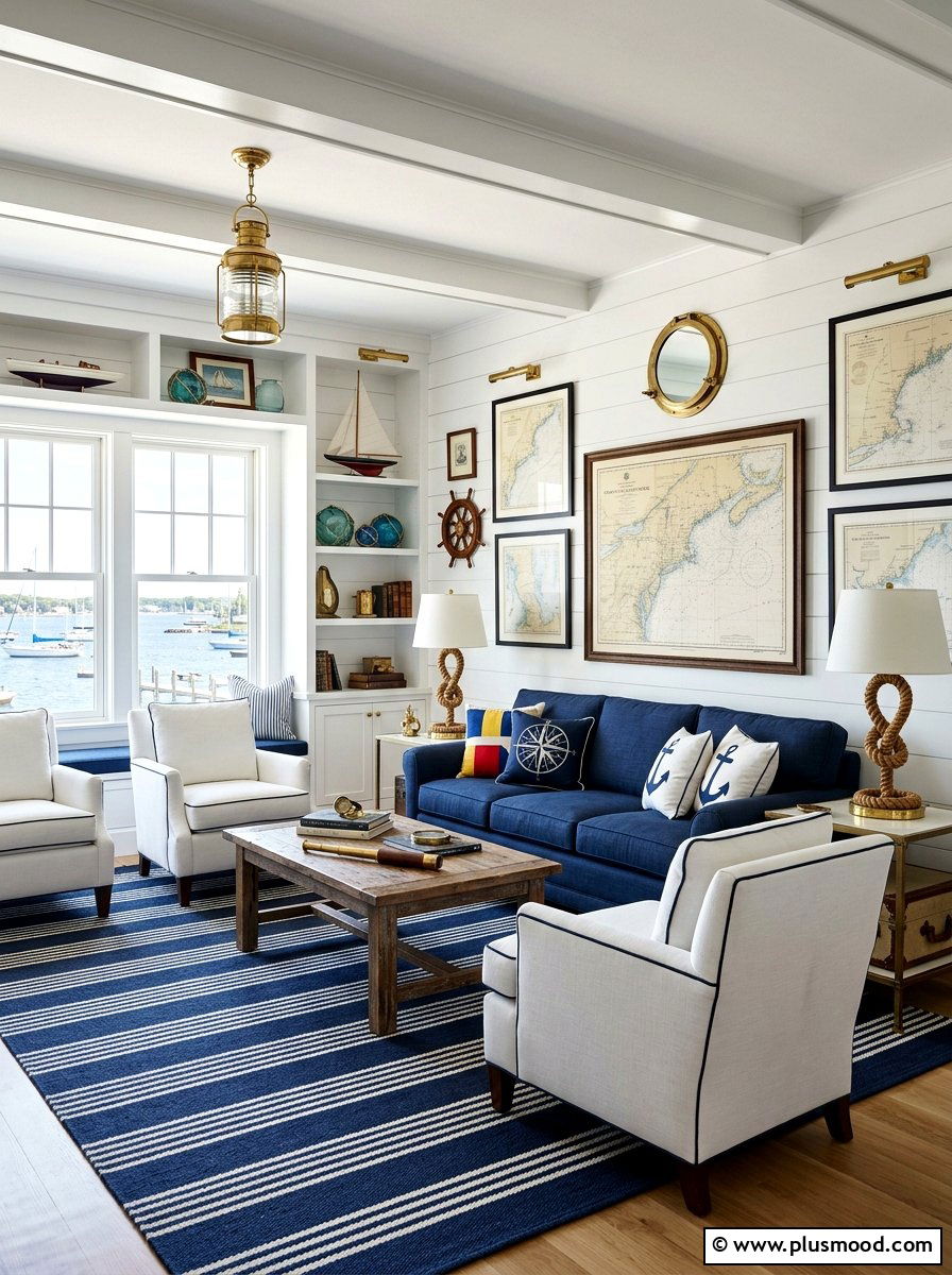 Nautical Themed Living Room - 25 summer living room makeover ideas