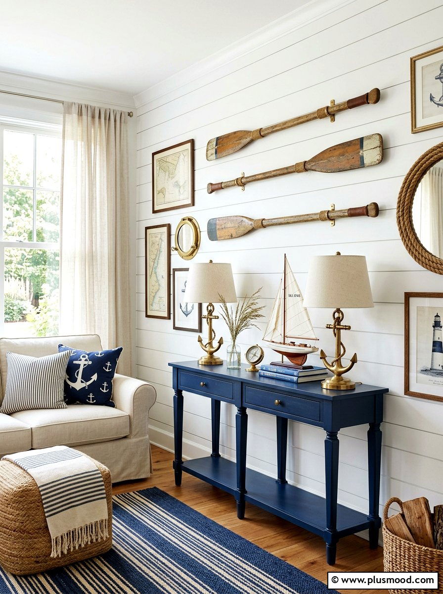 Nautical Wall Decor - 25 coastal summer living room ideas