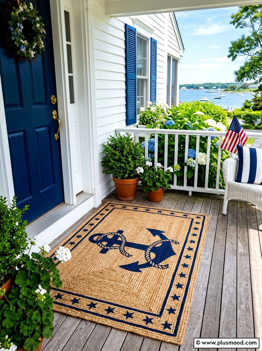 Nautical anchor mat - 25 summer welcome mat ideas for summer