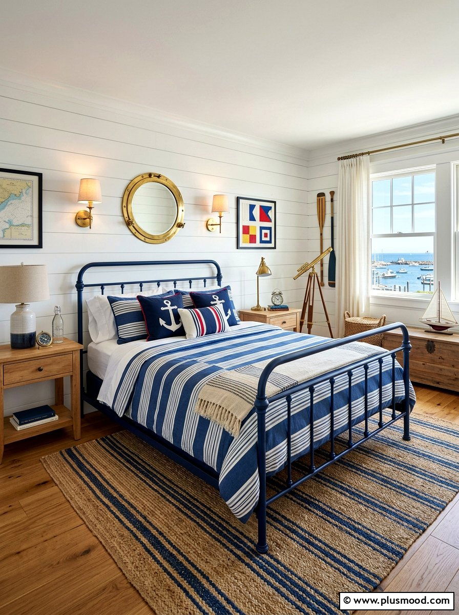 Nautical bedroom - 25 summer white and blue bedroom ideas