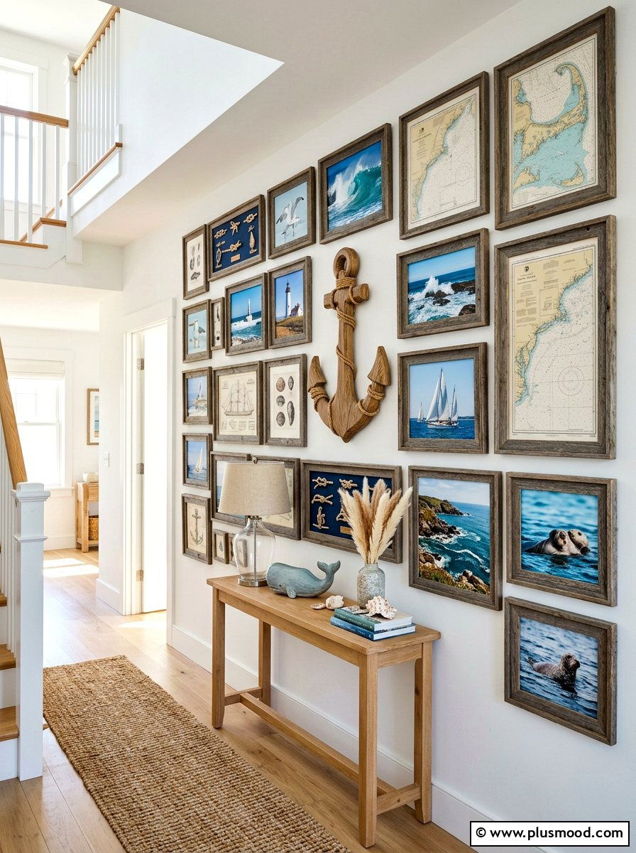 Nautical gallery wall - 25 simple summer decorating ideas