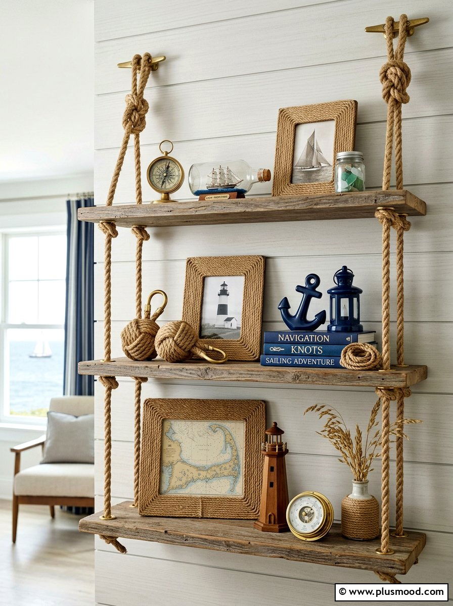 Nautical rope accents - 25 summer shelf decor ideas