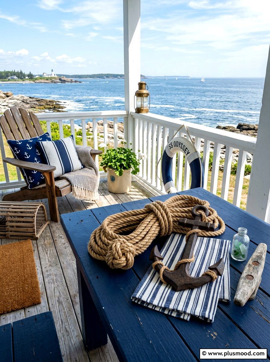 Nautical rope and anchor accents - 25 summer porch table decor ideas
