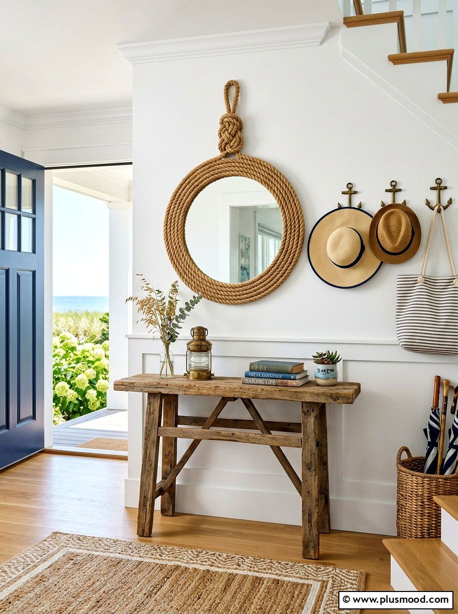 Nautical rope entryway - 25 summer nautical decor ideas