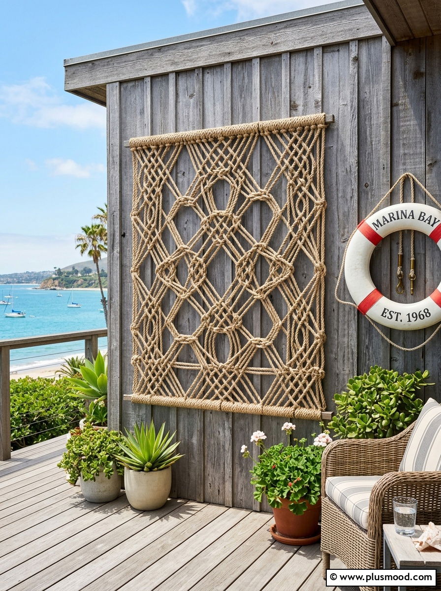 Nautical rope wall decor - 25 outdoor garden decor ideas with wall art