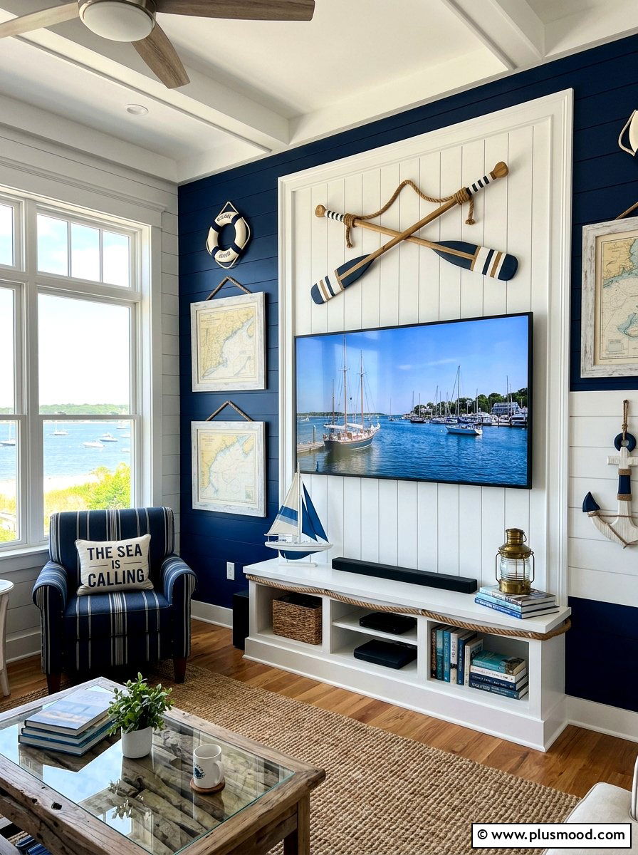 Nautical themed tv wall - 25 summer TV wall decor ideas