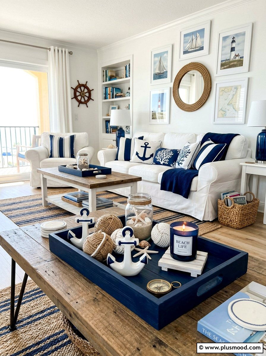 Nautical tray living room - 25 summer tray decor ideas for living room