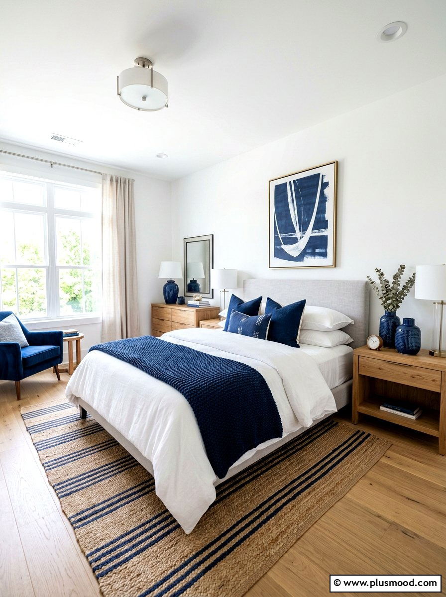 Navy Blue Accent Decor - 25 summer beachy bedroom ideas
