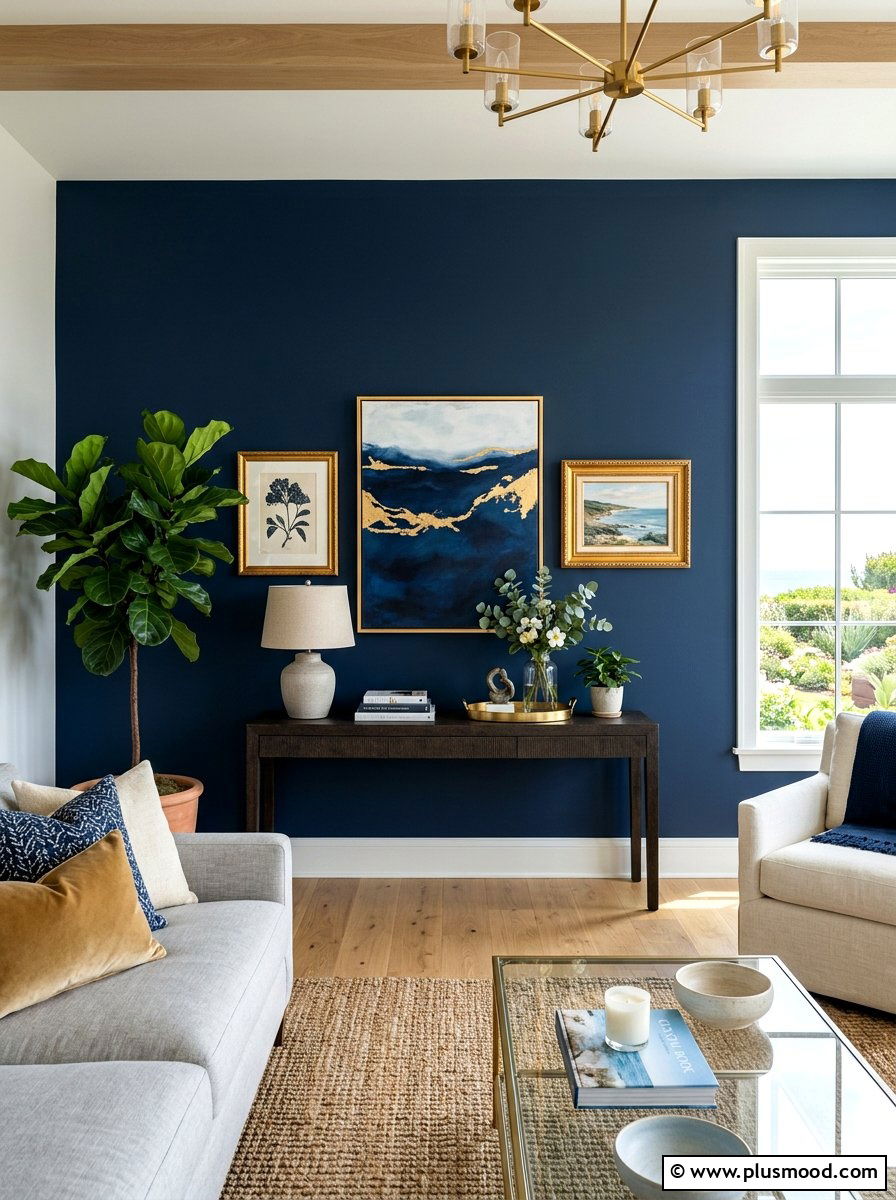 Navy Blue Accent Room - 25 summer beach house decorating ideas