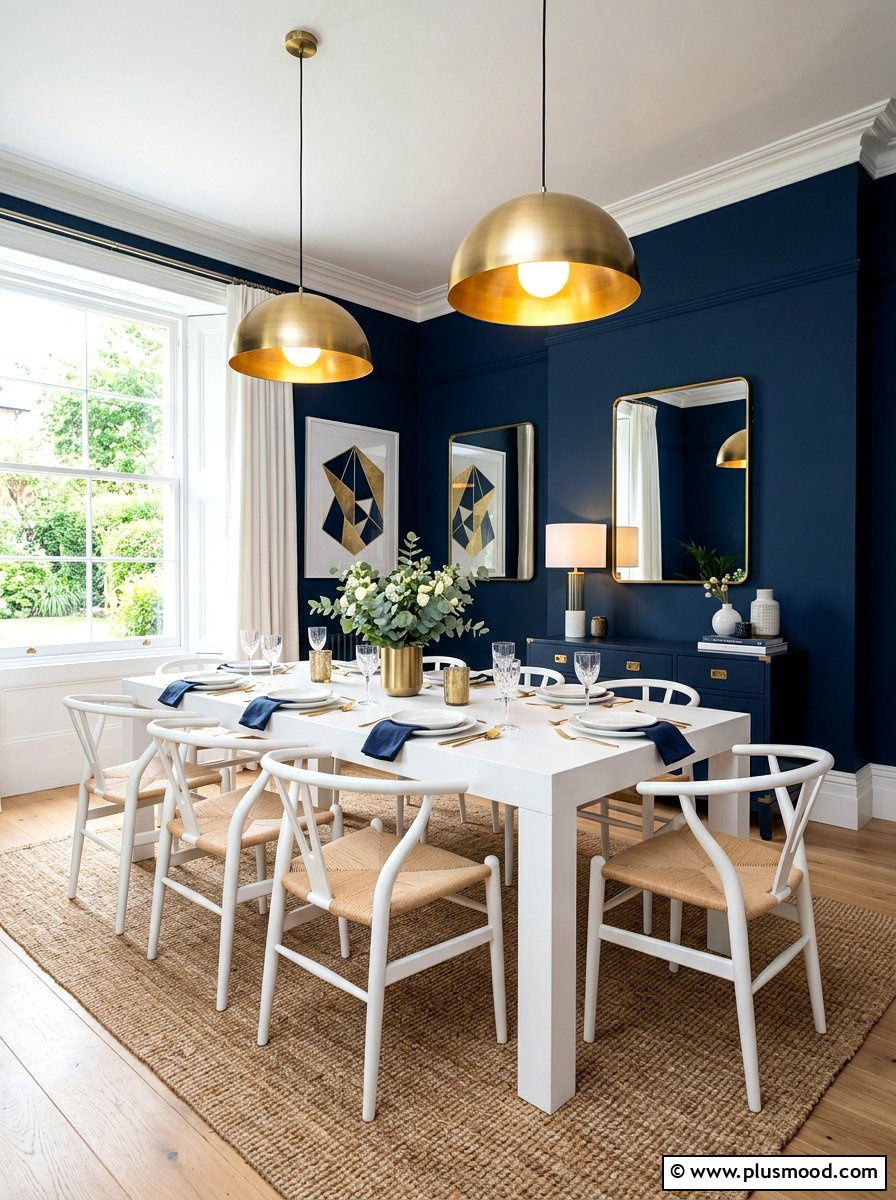 Navy Blue Dining Room - 25 summer coastal dining room ideas