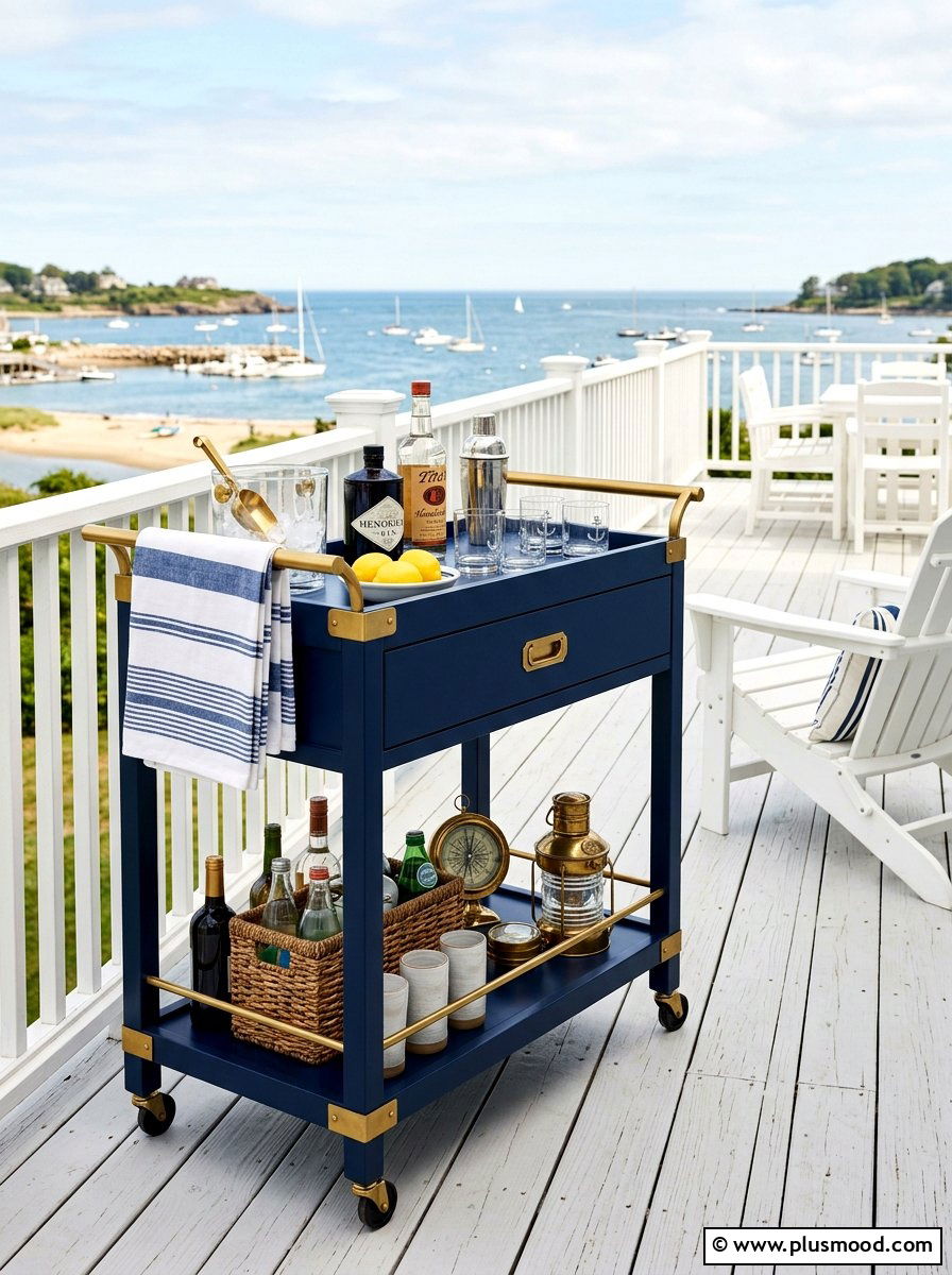 Navy Blue Outdoor Bar Cart - 25 summer patio bar cart ideas