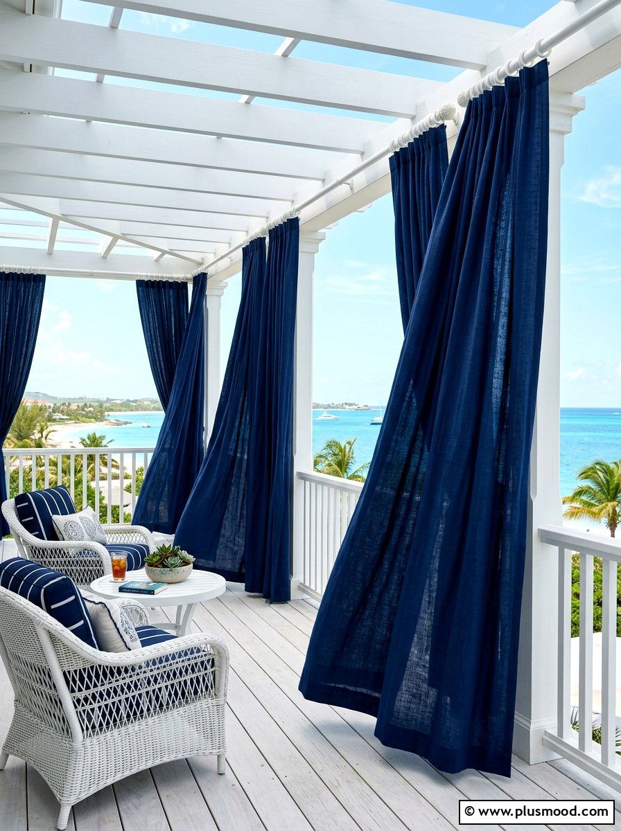Navy Blue Outdoor Curtains Porch - 25 summer front porch decor ideas with blue and white