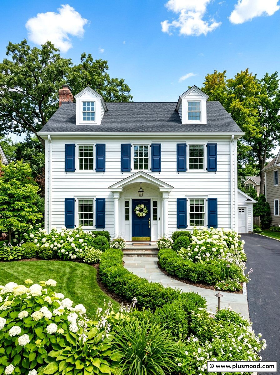 Navy Blue Shutters For White House - 25 summer shutters color ideas