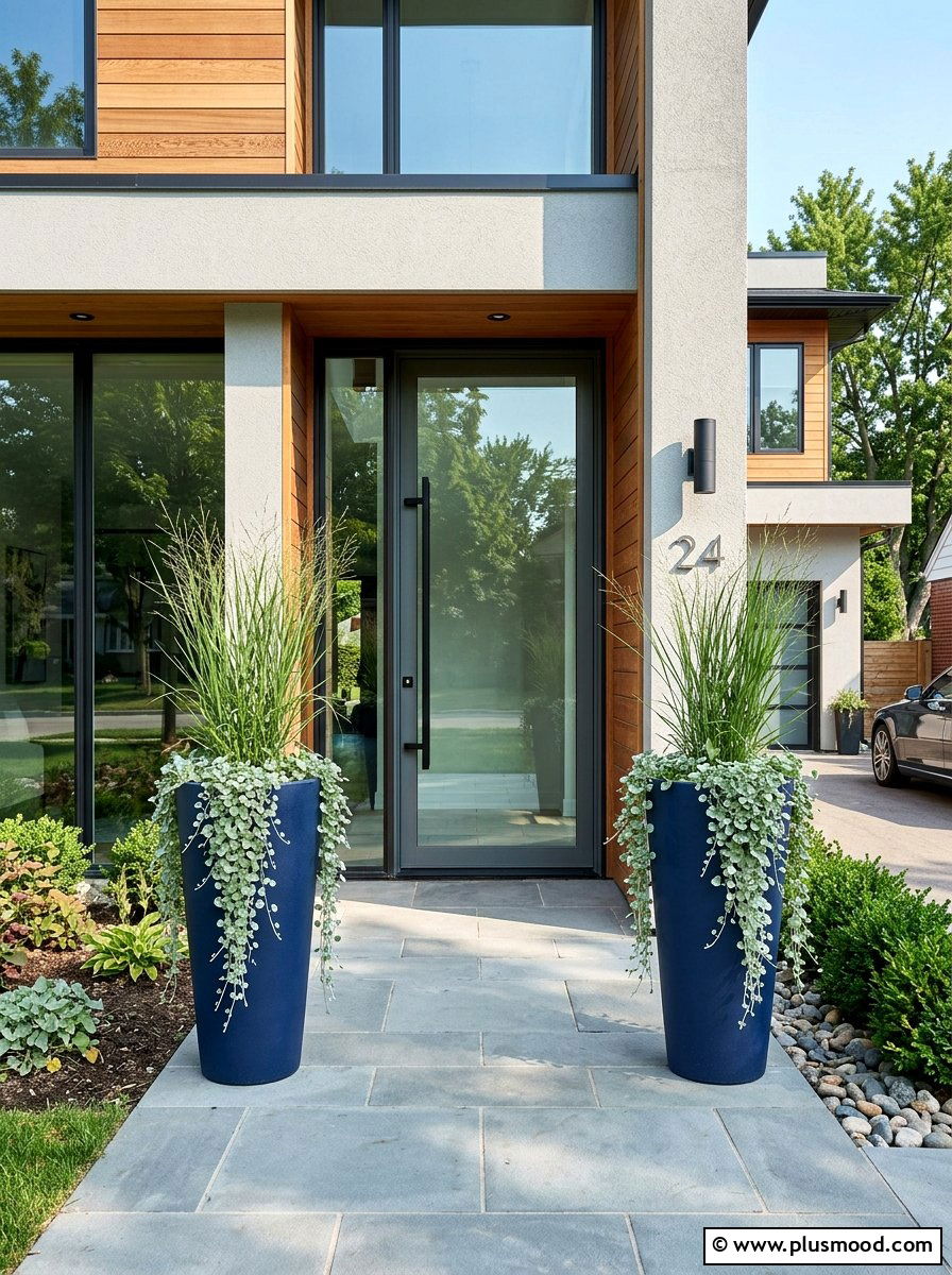 Navy Blue Tall Planter - 25 summer blue planter styling ideas