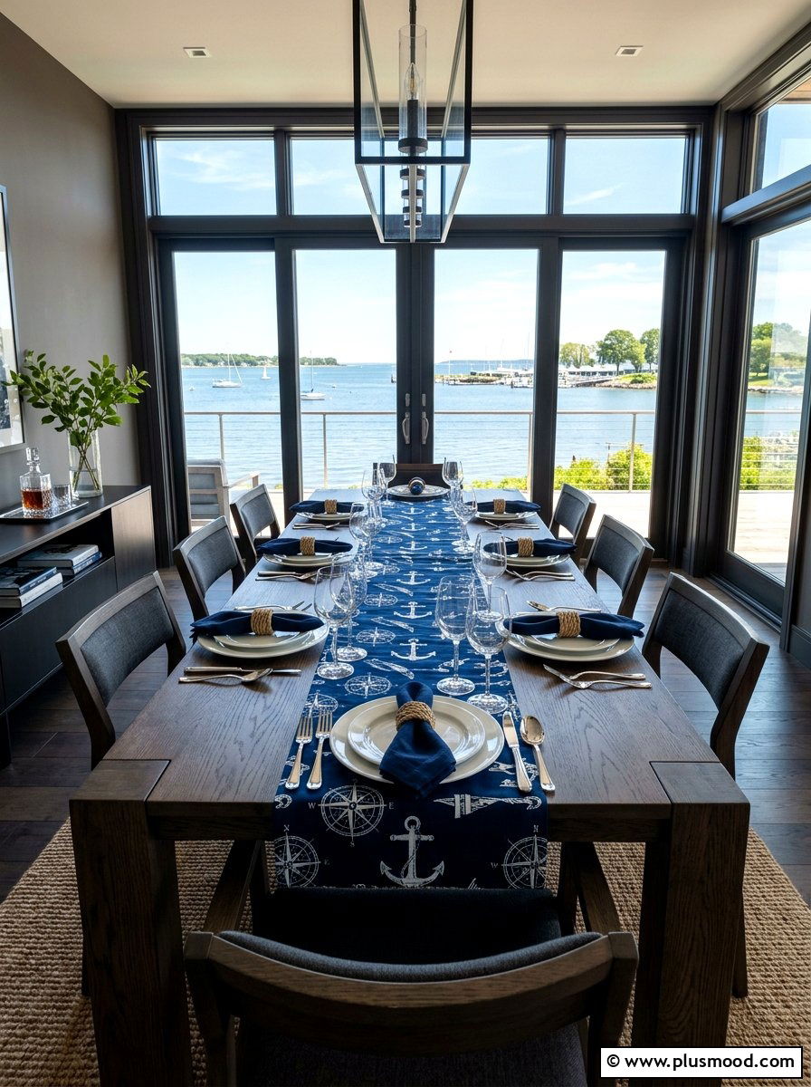 Navy Nautical Summer Table Runner - 25 summer table runner ideas for summer