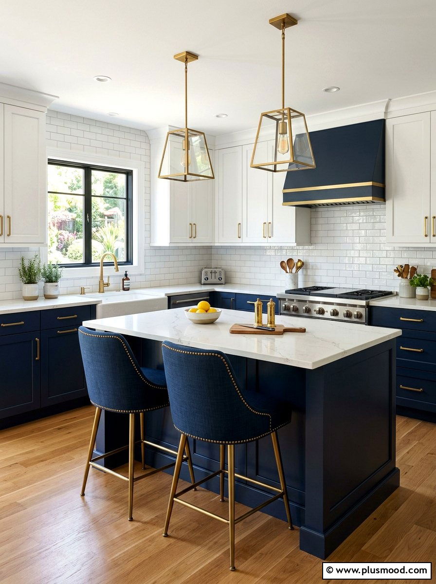Navy and white kitchen - 25 summer blue and white decor ideas