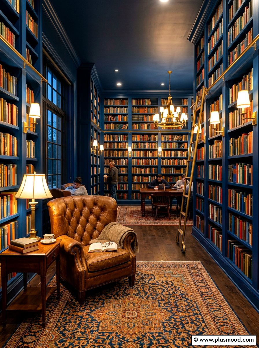 Navy blue library - 25 summer nautical decor ideas