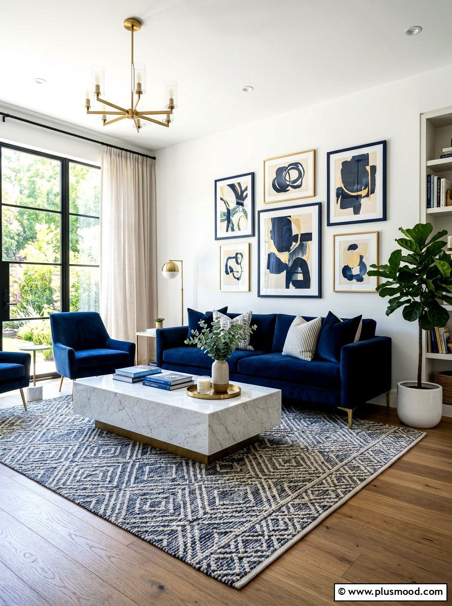 Navy blue living room - 25 beachy summer living room ideas