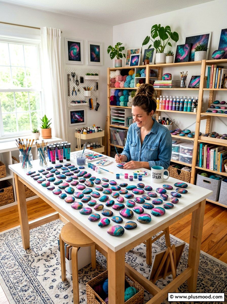 Nebula clouds - 25 painted rock ideas with space theme