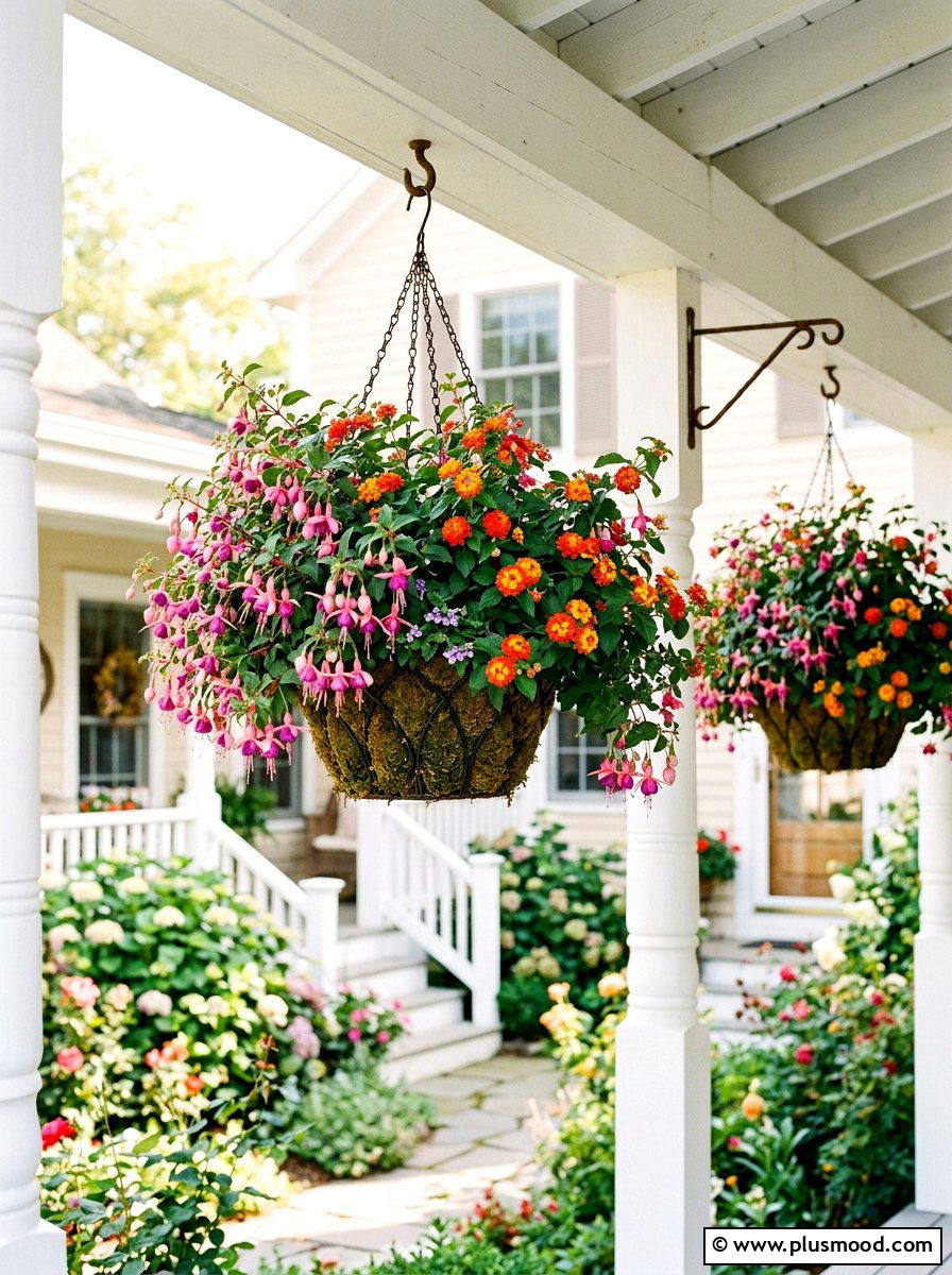 Nectar Rich Hanging Baskets - 25 small backyard ideas with butterfly garden