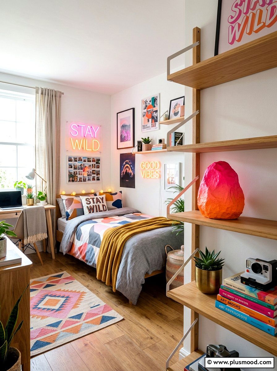 Neon pink and orange ombre rock - 25 painted rock ideas with ombre design