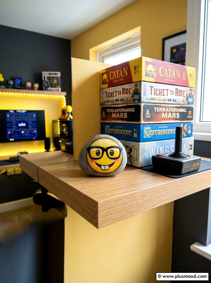 Nerd Face Emoji Rock - 25 painted rock ideas with emoji faces