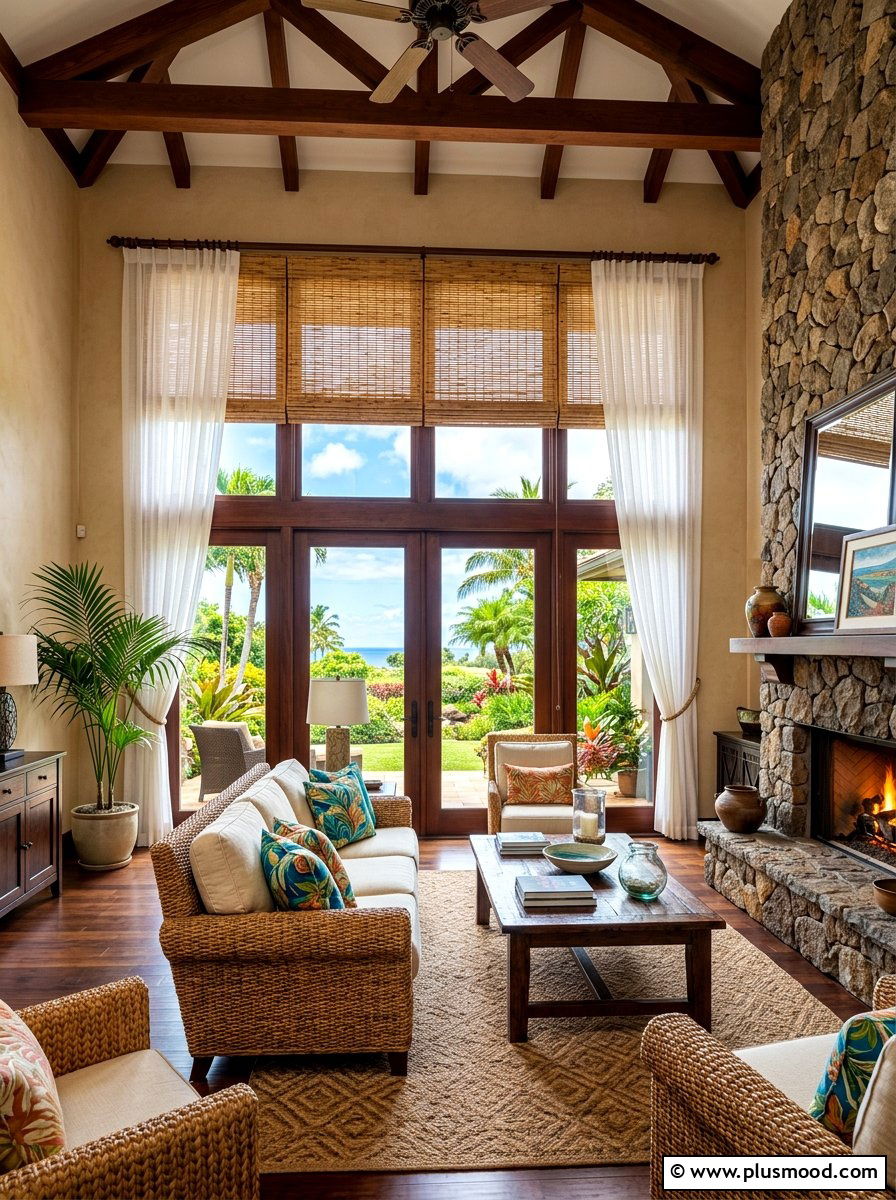 Neutral Bamboo Shade - 25 summer curtains ideas for living room