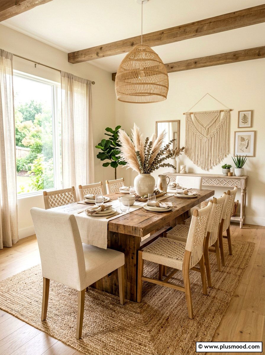 Neutral Boho Linen Table - 25 summer tablescape ideas for dining room