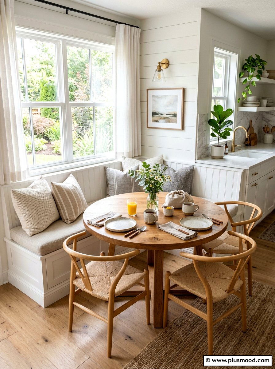 Neutral Breakfast Nook - 25 summer neutral decor ideas