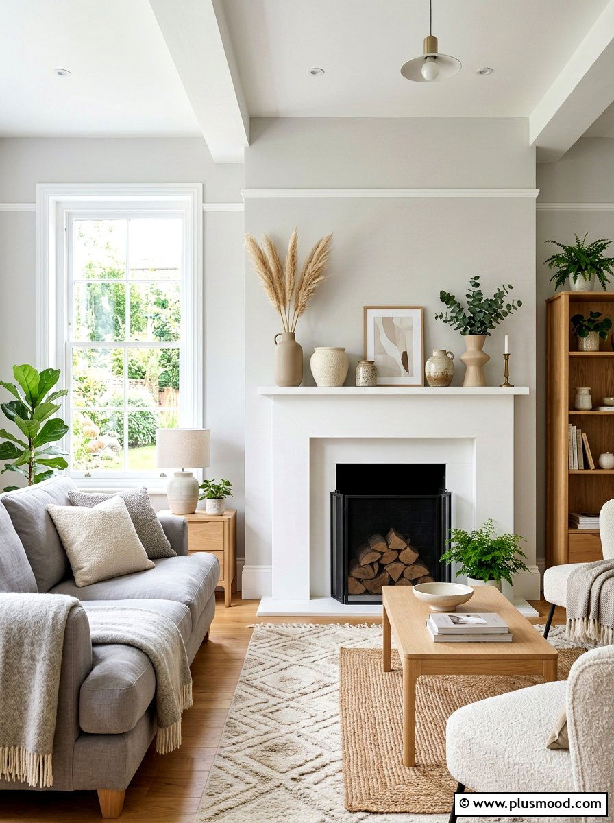 Neutral Ceramic Vase Mantel - 25 summer to fall mantel ideas
