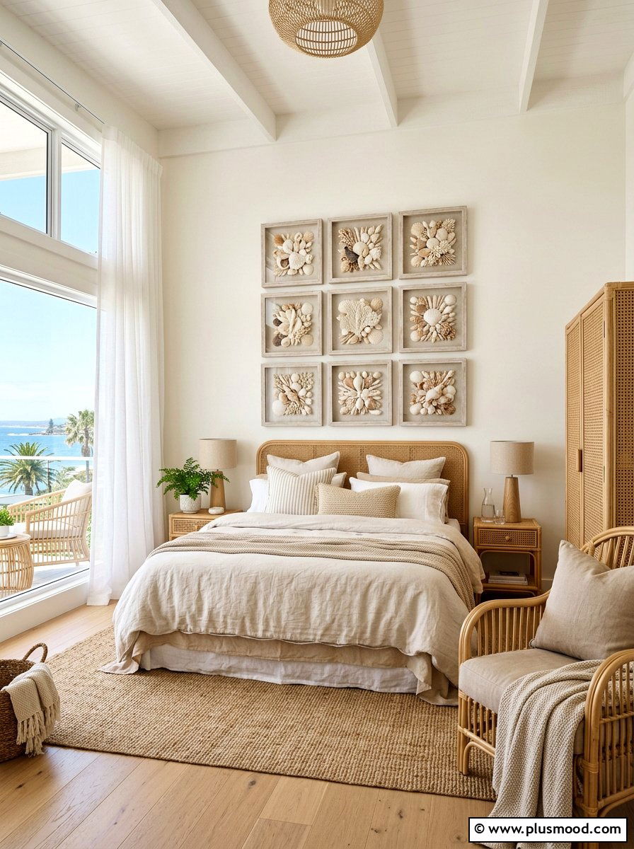 Neutral Coastal Bedroom - 25 summer seashell bedroom decor ideas