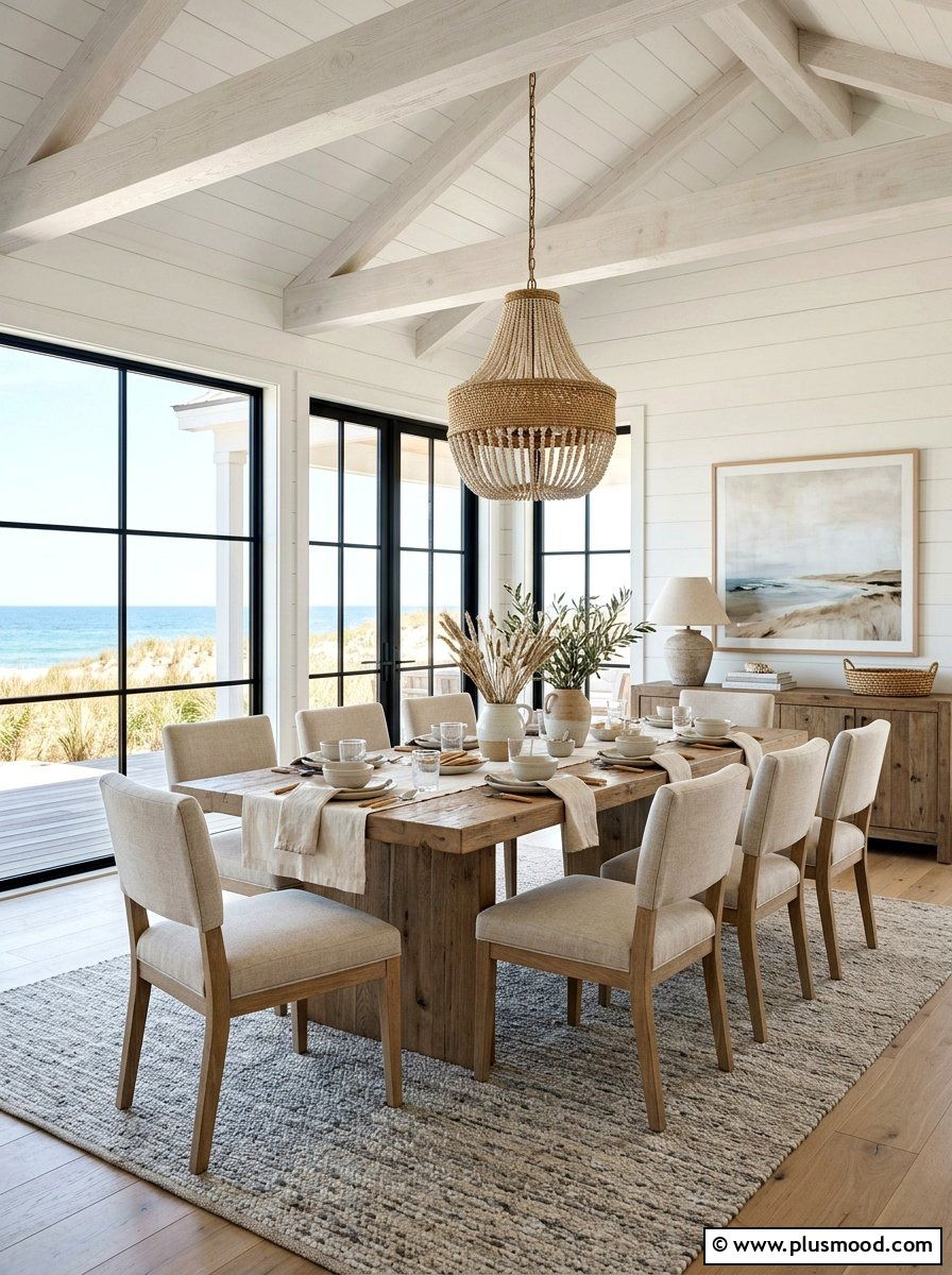 Neutral Coastal Dining Space - 25 summer coastal dining room ideas