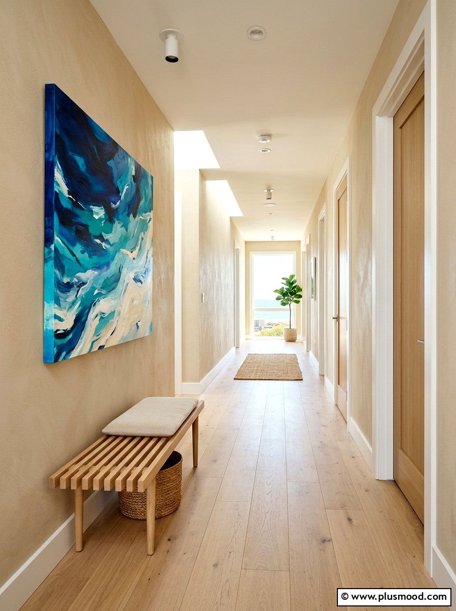Neutral Coastal Hallway - 25 summer minimalist summer decor ideas