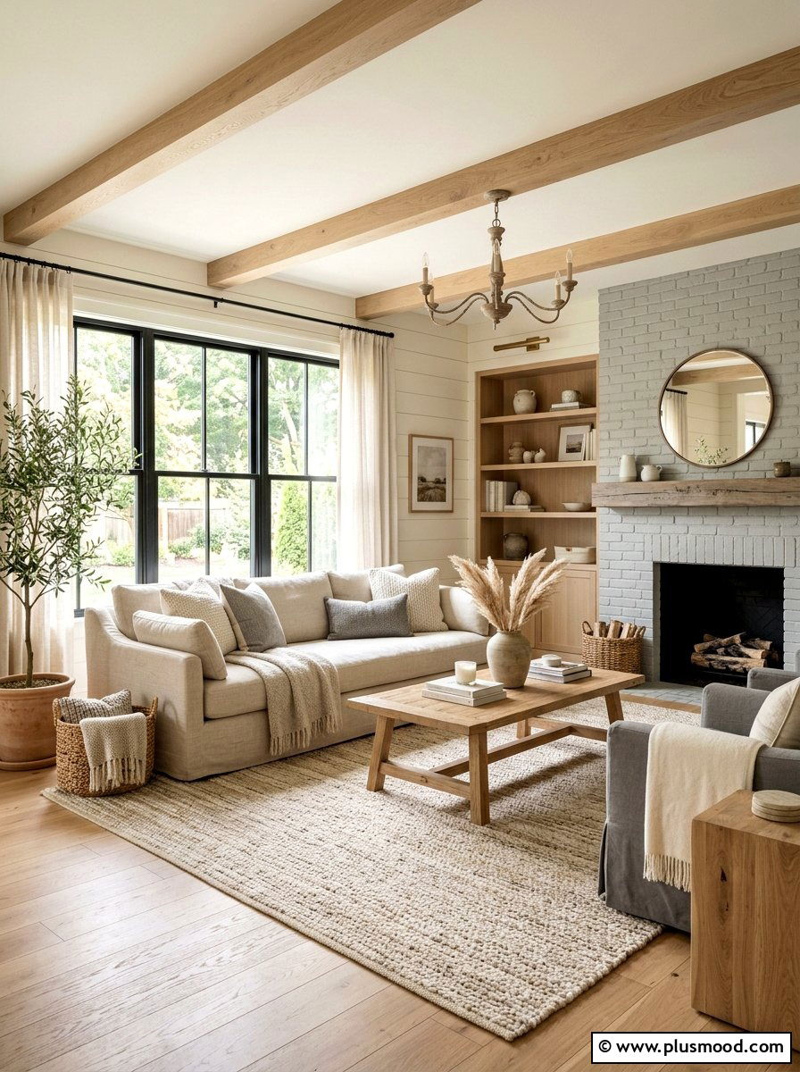 Neutral Color Palette - 25 farmhouse summer living room ideas