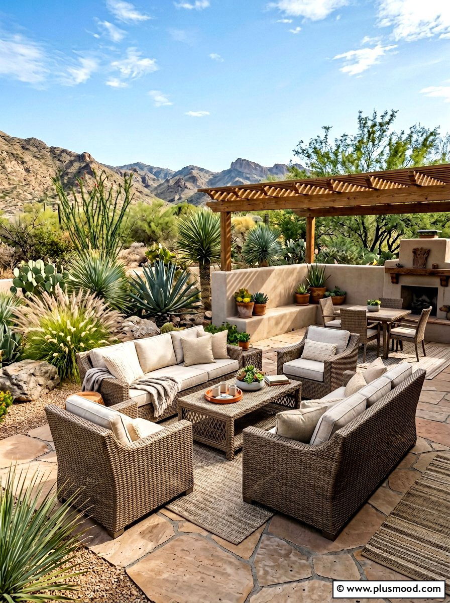Neutral Earth Tone Wicker - 25 summer patio ideas with wicker furniture