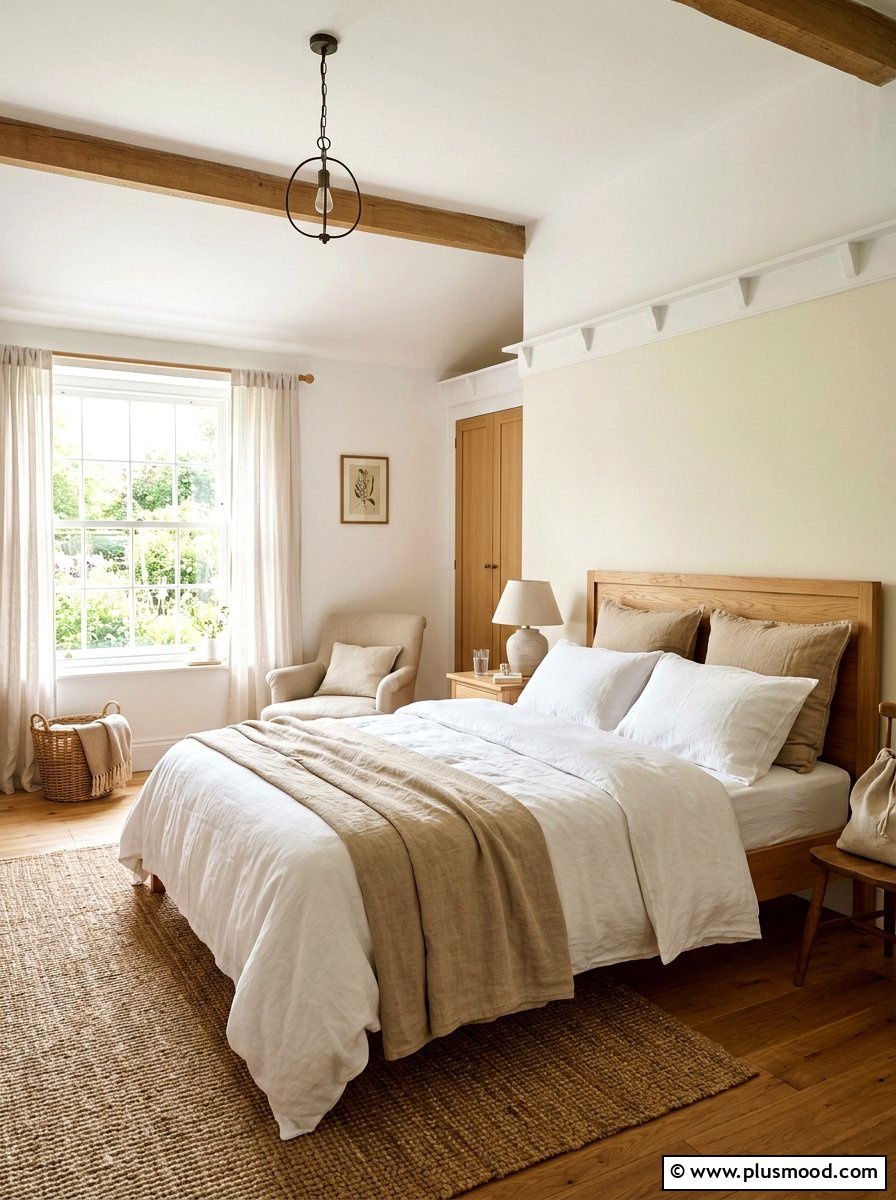 Neutral Linen Bedding - 25 late summer cottage decor ideas