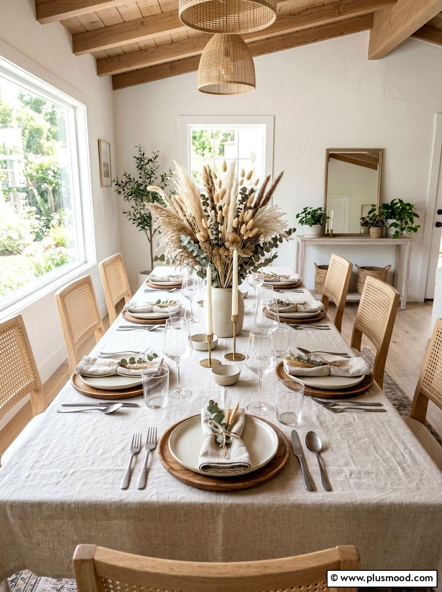Neutral Linen Dining Setup - 25 summer place setting ideas for summer