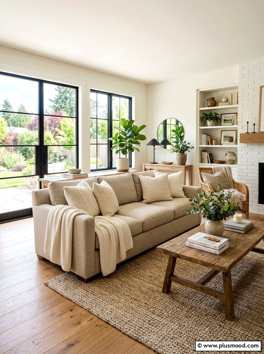 Neutral Linen Sofa - 25 late summer living room ideas