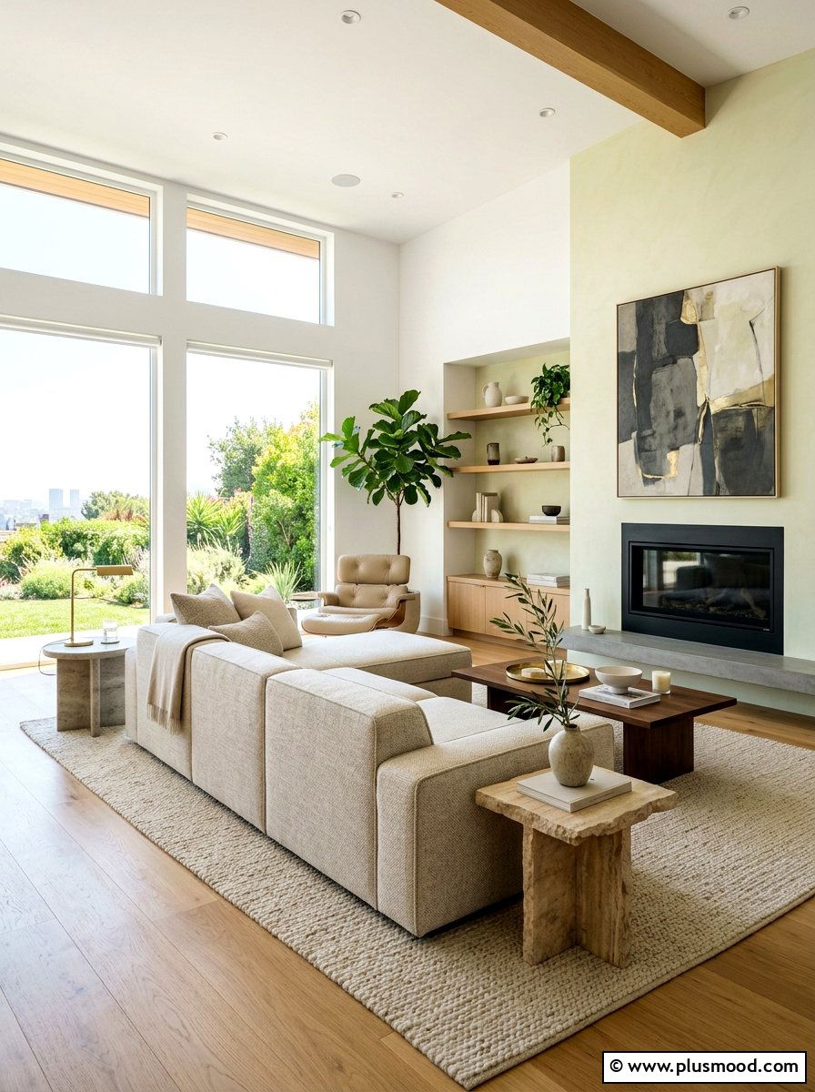 Neutral Minimalist Living Room - 25 summer sofa styling ideas