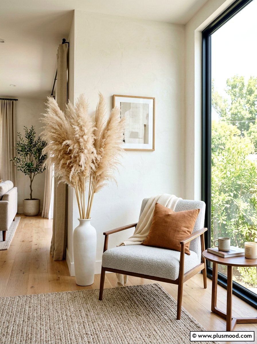 Neutral Pampas Grass - 25 late summer home decor ideas